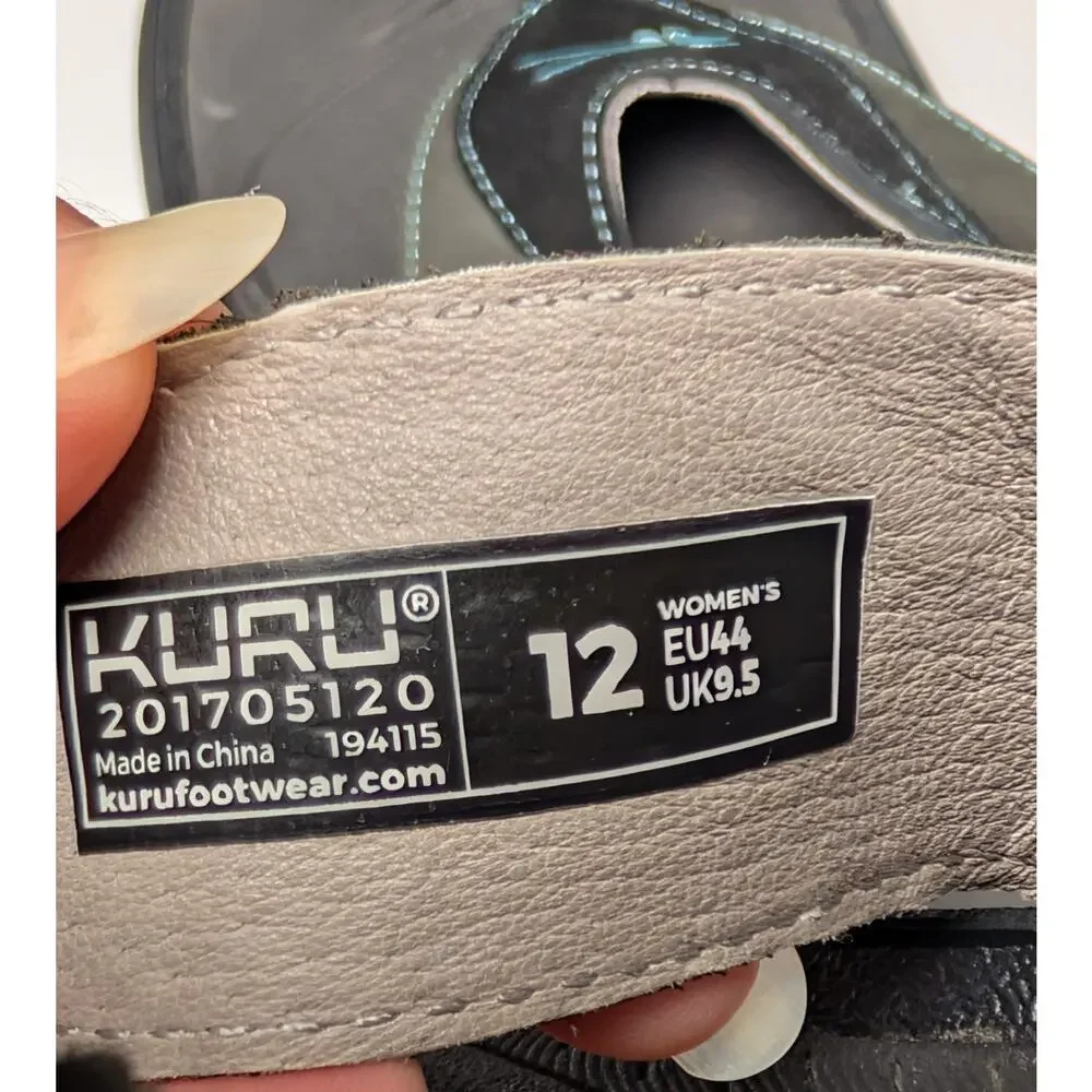 Kuru Kala Flip Flop Sandals WOMENS 12 Charcoal Black Blue Orthotic Heel Support
